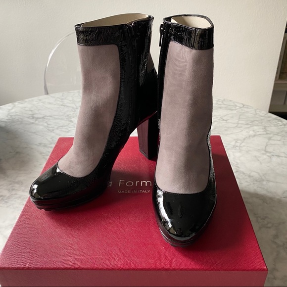Perla Formentini Patent Suede Ankle Boot NIB - Picture 2 of 10